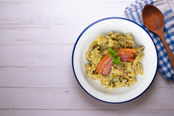Trinxat De La Cerdanya. Typical Catalan recipe with white cabbage, potato and bacon.