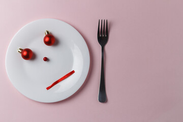 Minimal composition of indifference smiley. Food concept. copy space