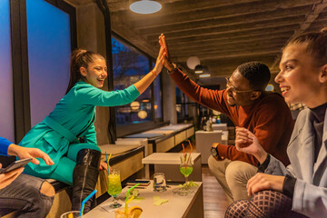 Giving each other high five