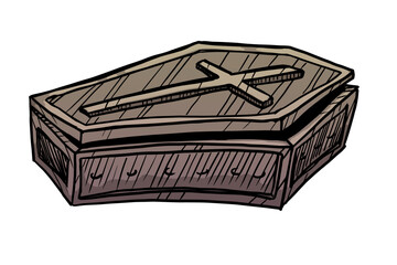 Closed coffin vector illustration isolated on white background