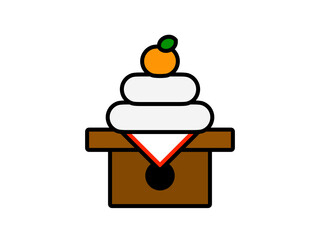 フラット鏡餅アイコン：黒主線