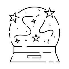 One line crystal snow globe with xmas theme. Christmas or new year snow globe icon. Glass ball for winter xmas holiday concept in simple linear style. Snowflake