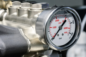 Boiler room gas pressure meter. Industrial  concept. equipment of the boiler-house, - valves,...