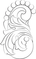 Vintage Baroque Victorian frame border floral ornament leaf scroll engraved retro flower pattern decorative design tattoo black and white Japanese filigree calligraphic vector heraldic swirl