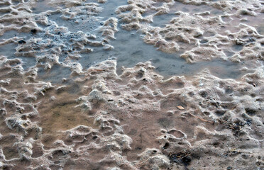 Fototapeta na wymiar Water covered stone puddles