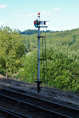Isolated Railway Semaphore Signal  beside Railway Line 