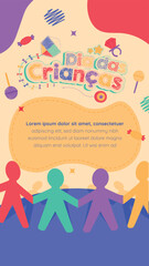 Dia das Crianças pipa toys sketch post template feed stories hand draw