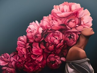 Flowers rose girl in the dark 
