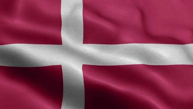 Flag Of Denmark - Denmark Flag High Detail - National flag Denmark wave Pattern loopable Elements - Fabric texture and endless loop - Highly Detailed Flag - The flag of fluttering in the wind