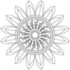 Leaf Flower Petal Coloring Mandala Art Simple Graphic Shape Vector Floral Oriental Outline Vintage Decorative Elements Pattern Illustration Islam Arabic Indian Turkish Mystic Religion Morals Lotus
