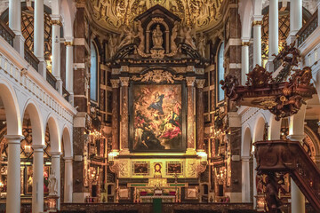 Interior of the Saint Carolus Borromeus Church in the center of Antwerp.