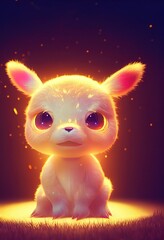 Adorable 3D animation baby lamb with a magical glow and background