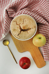 yummy homemade small apple dessert with meringue from above