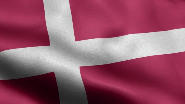 Flag Of Denmark - Denmark Flag High Detail - National flag Denmark wave Pattern loopable Elements - Fabric texture and endless loop - Highly Detailed Flag - The flag of fluttering in the wind