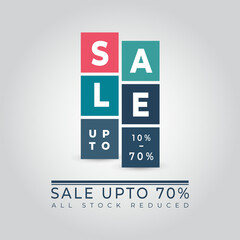 sale upto 70 percent all stock reduced Vector illustration