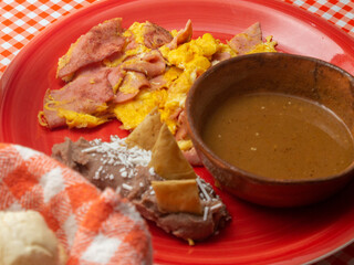 mexican food scrambled eggs with beans 