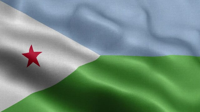 Flag Of Djibouti - Djibouti Flag High Detail - National flag Djibouti wave Pattern loopable Elements - Fabric texture and endless loop - Highly Detailed Flag - The flag of fluttering in the wind