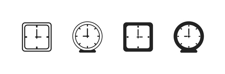 table clock icon on white background, analog clock, time concept, morning, minimalism design