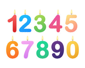 Set of Happy Birthday candle numbers.  stock illustration