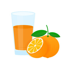 Icon of drink with fruit. Orange juice on white background.  stock illustration.