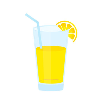 Icon of drink with fruit. Lemon juice on white background.  stock illustration.