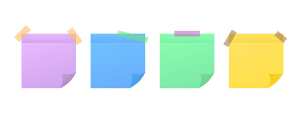 Sticky colored notes. Post note paper.  stock illustration.