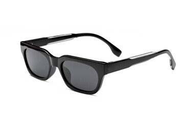 Side view photo of black colored polarized sunglasses for ecommerce isolated on white background