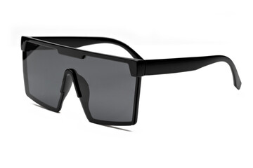 Side view photo of black colored polarized sunglasses for ecommerce isolated on white background