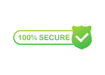 100 Secure grunge  icon. Badge or button for commerce website.  stock illustration.