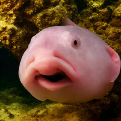 Photo of a Blobfish - World's ugliest fish - obrazy, fototapety, plakaty