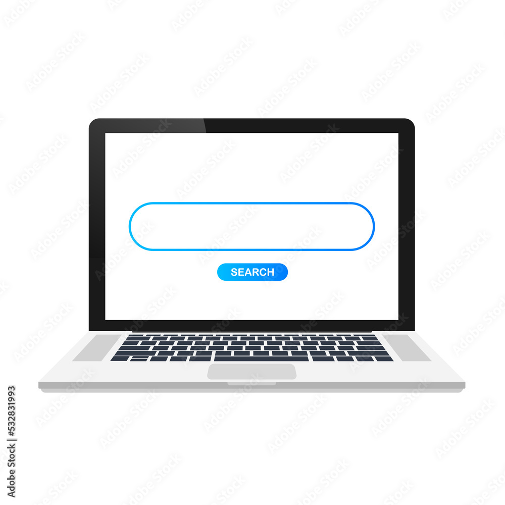 Wall mural set search bar element design, set of search boxes ui template isolated on blue background. stock il