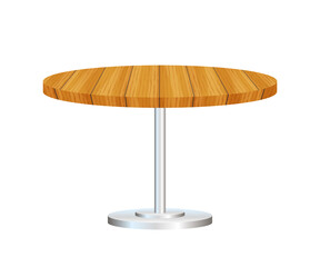 Realistic empty round table with metal stand isolated on white background.  stock illustration.