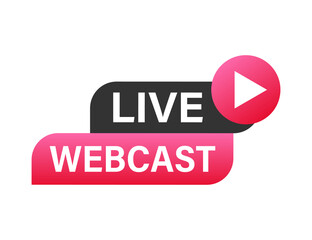 Live Webcast Button, icon, emblem, label.  stock illustration.