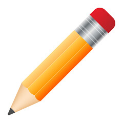 Yellow realistic pencil with shadow.  illustration isolated on white background.