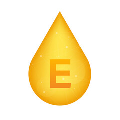 Vitamin E gold shining icon. Ascorbic acid.  illustration