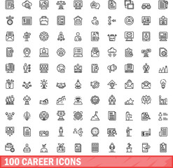 100 career icons set. Outline illustration of 100 career icons vector set isolated on white background