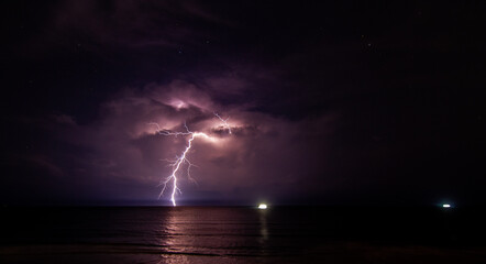 Lighting night over the ocean 