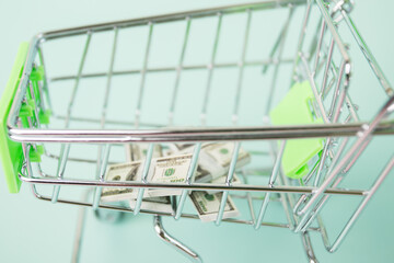 money in the shopping cart, business, inflation, financial crisis