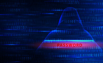 Hacker data security technology blue background, data secure theft, crime hack digital tech, abstract privacy hi tech binary code, virus attack data, internet network connection, illustration vector © PST Vector