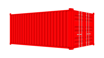 Red Shipping Cargo Container Twenty and Forty feet. for Logistics and Transportation.  stock Illustration.