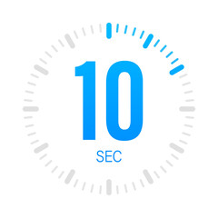 The 10 second, timer, stopwatch  icon. Stopwatch icon in flat style.  stock illustration.