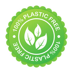 Plastic free green icon badge. Bpa plastic free chemical mark.  stock illustration.