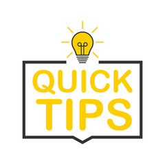 Quick tips badge with speech bubble for text. stock illustration.
