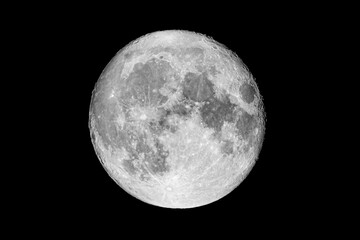 Obraz na płótnie Canvas Big white super moon as seen from Normandy, France, July 2022