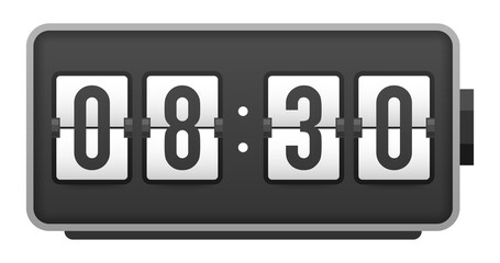 Countdown. Wall flap clock, number counter template.  stock illustration.