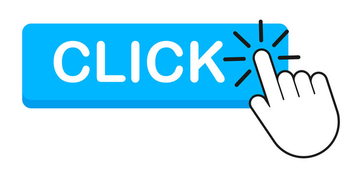 Click button with hand pointer clicking.  stock illustration.