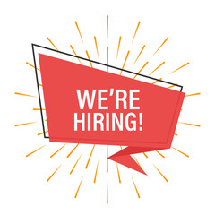 Ribbon banner with text we are hiring, poster in pop art style.  stock illustration