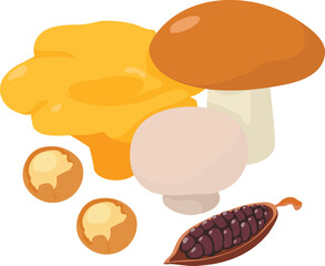 Mushroom food icon isometric vector. Porcini, chanterelle and champignon mushroom. Natural product, diet food