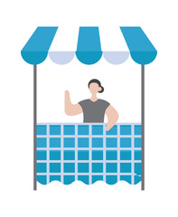 Obraz premium blue kiosk shop korean illustration