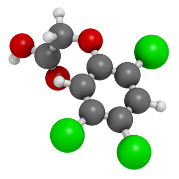 2,4,5-trichlorophenoxyacetic acid (2,4,5-T) herbicide molecule. Ingredient of Agent Orange